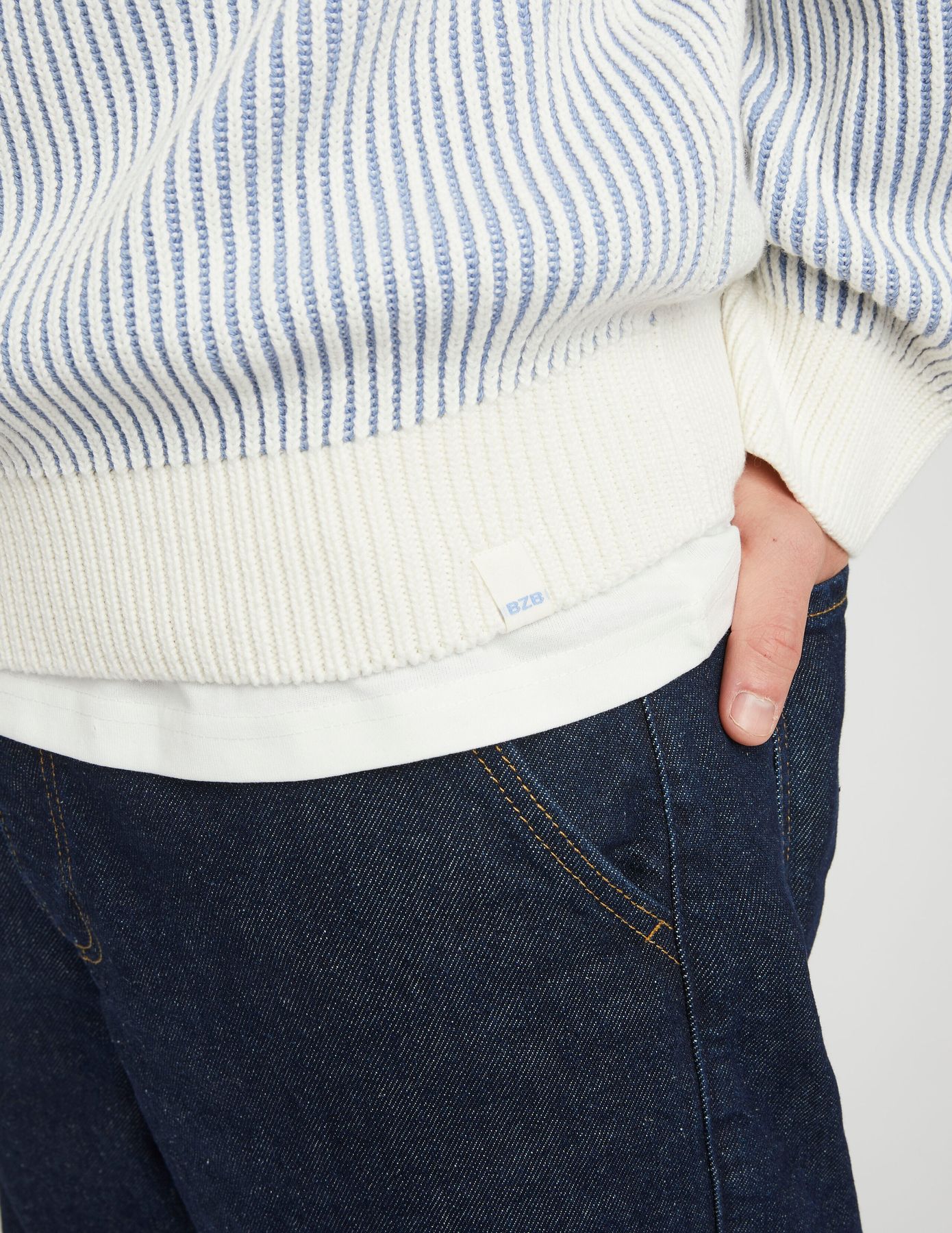 Pull côtelé bicolore