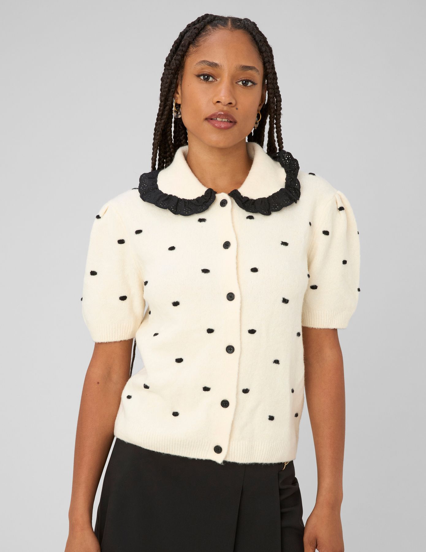 Gilet jacquard pois