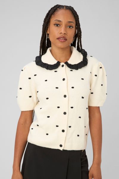 Gilet jacquard pois
