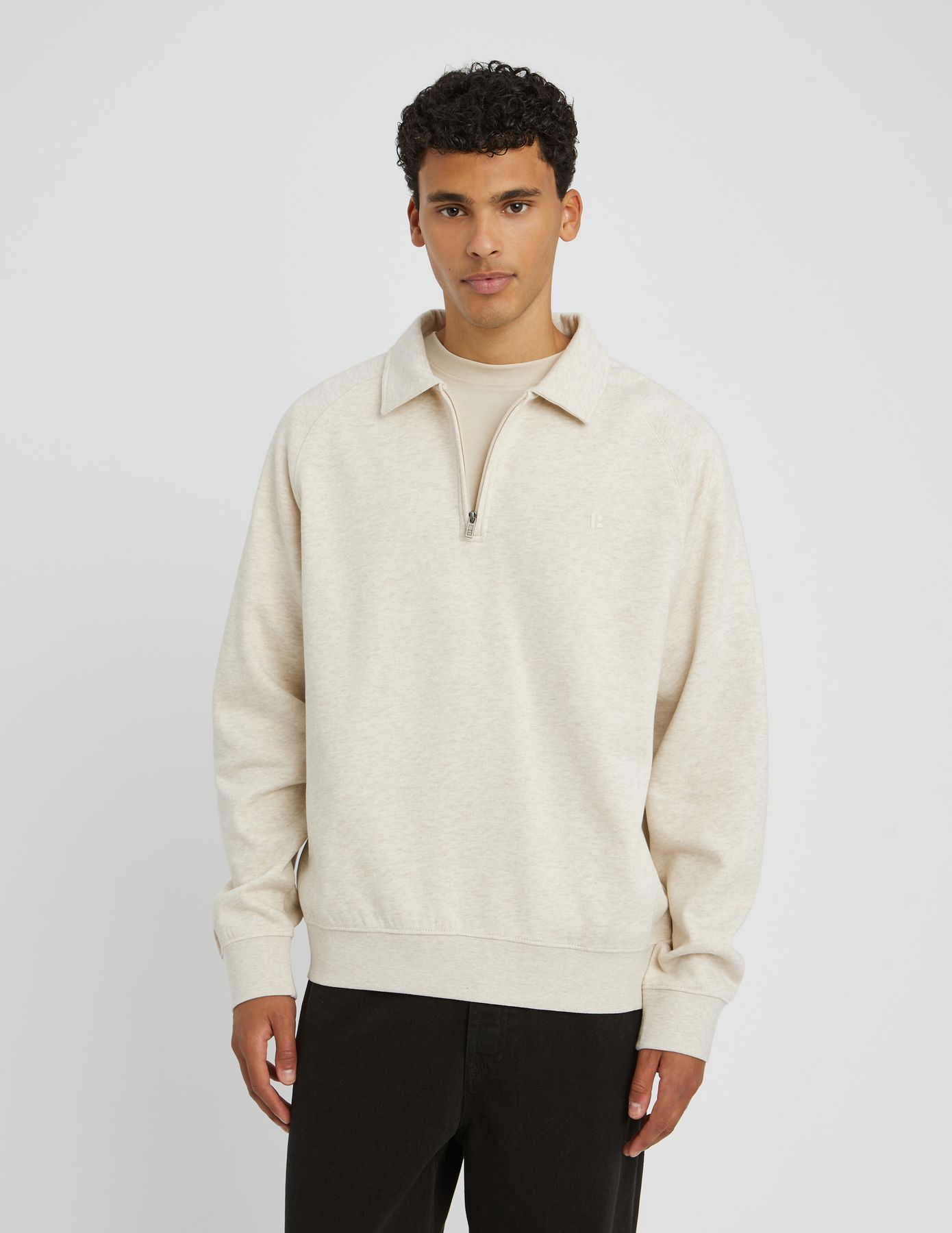 Sweat col polo zippé