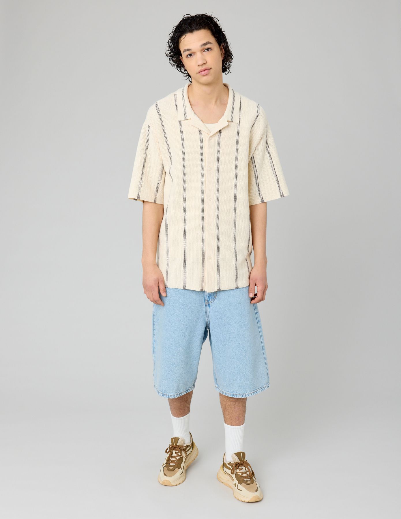 Chemise manches courtes tricot rayure