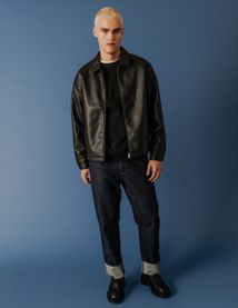 Blouson zippé en tissu enduit