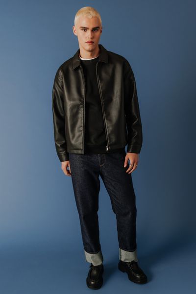 Blouson zippé en tissu enduit