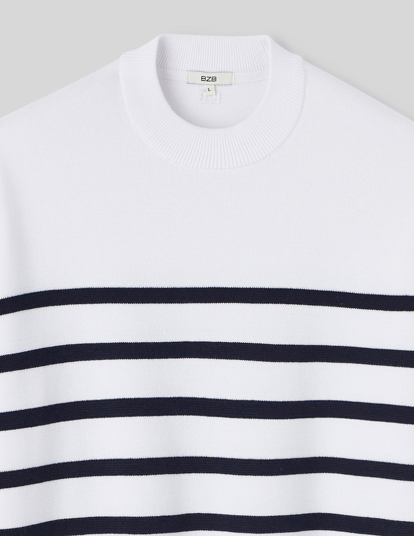 Pull col rond marinière