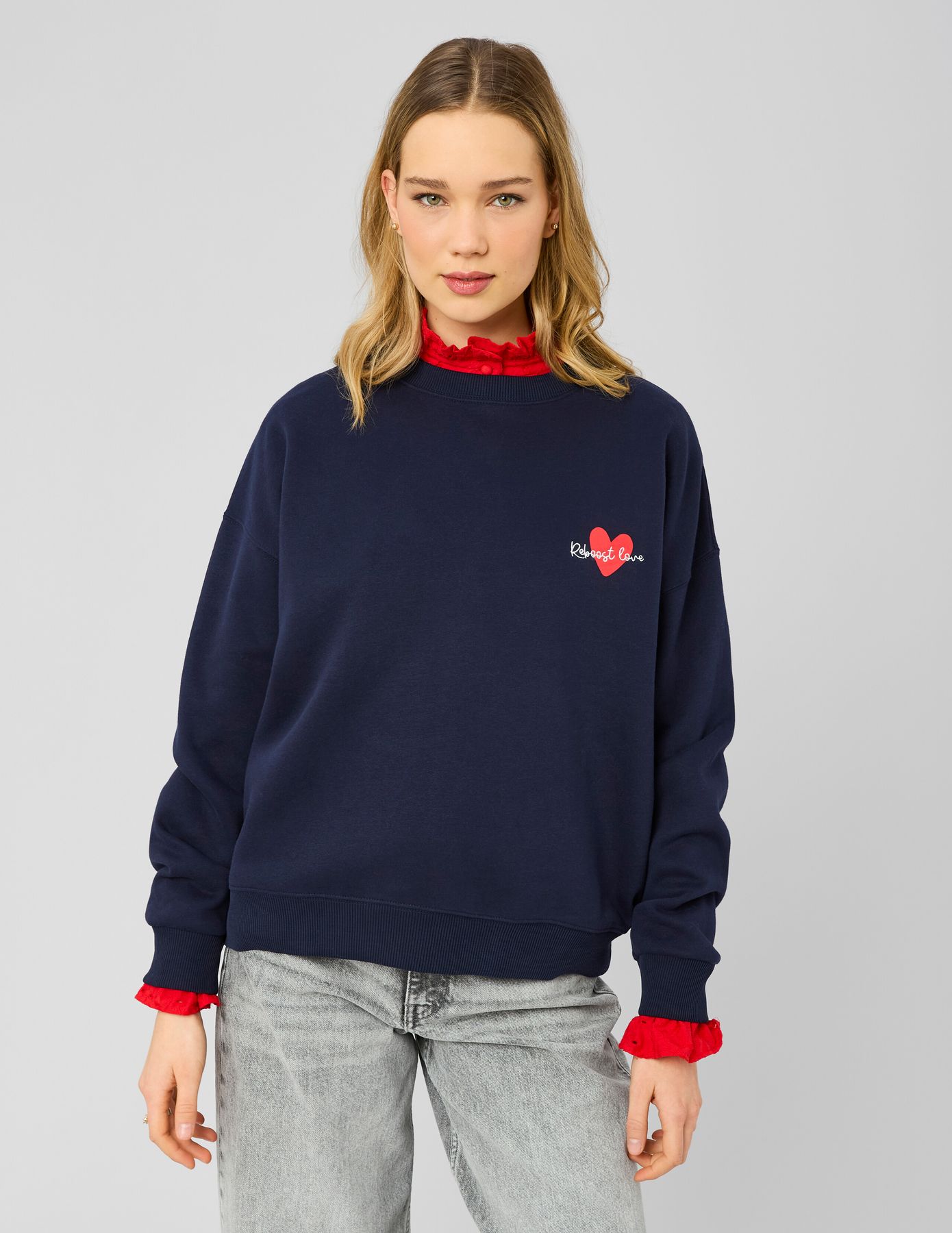 Sweat col rond brod&eacute;