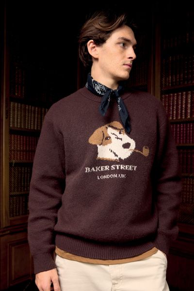 Pull col rond jacquard
