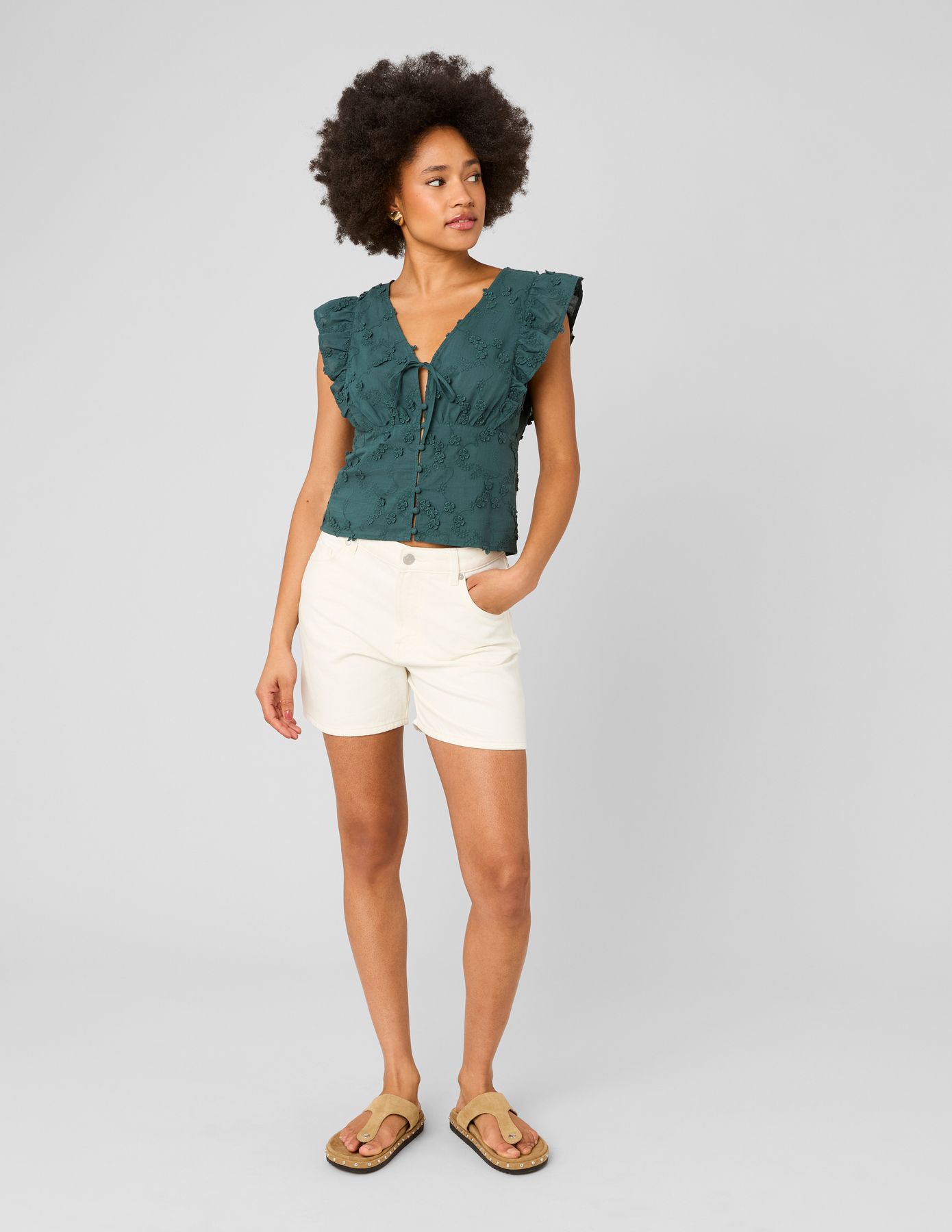 Blouse sans manches en broderie 3D