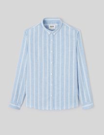 Chemise rayée droite en lin