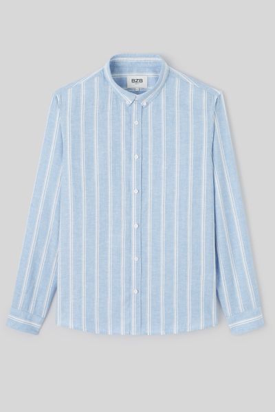 Chemise rayée droite en lin