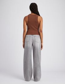 D&eacute;bardeur maille c&ocirc;tel&eacute;e uni