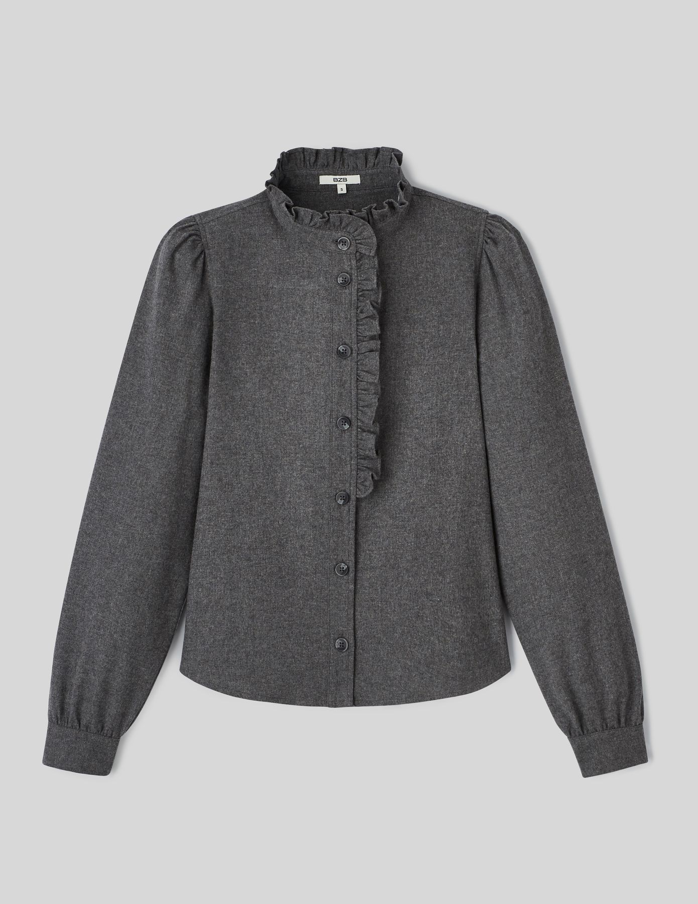 Chemise col montant en flanelle