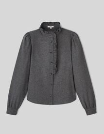 Chemise col montant en flanelle