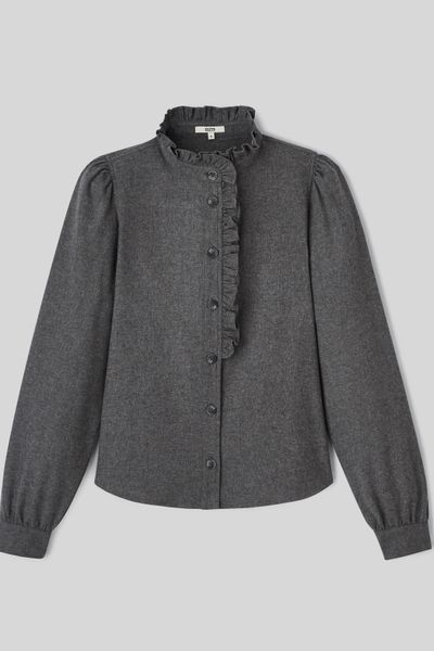Chemise col montant en flanelle