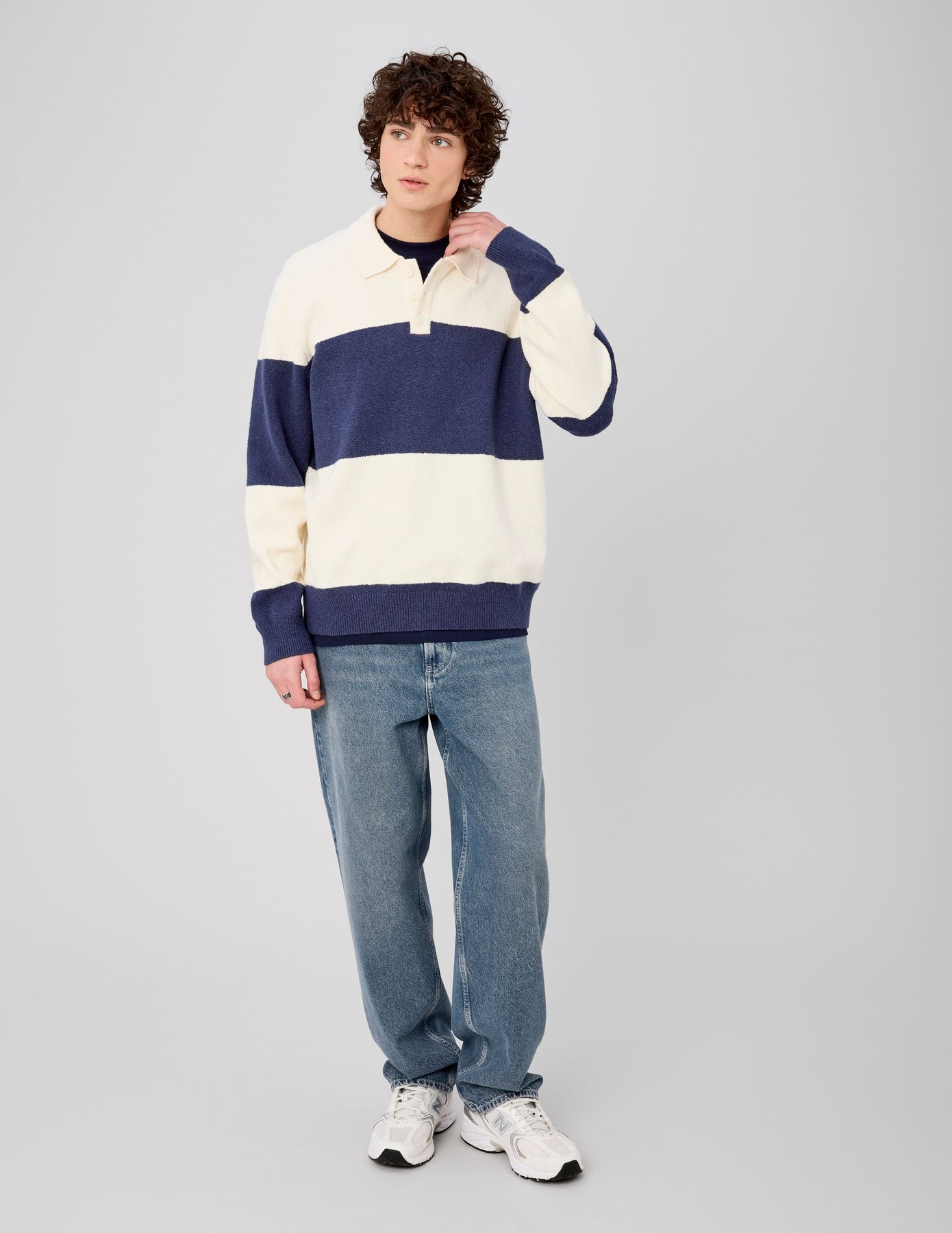 Pull col polo &agrave; rayures