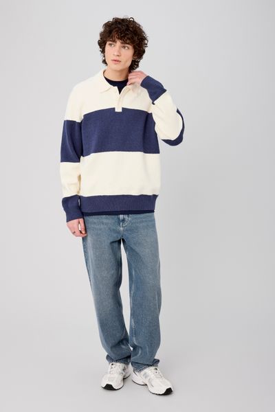 Pull col polo &agrave; rayures