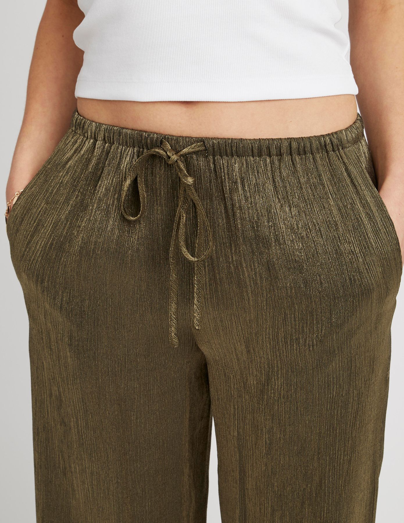 Pantalon satin plissé