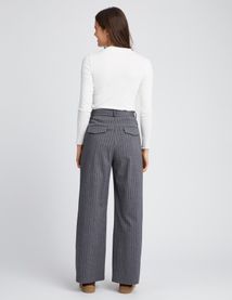 Pantalon tailleur à pinces rayé en polyester recyc