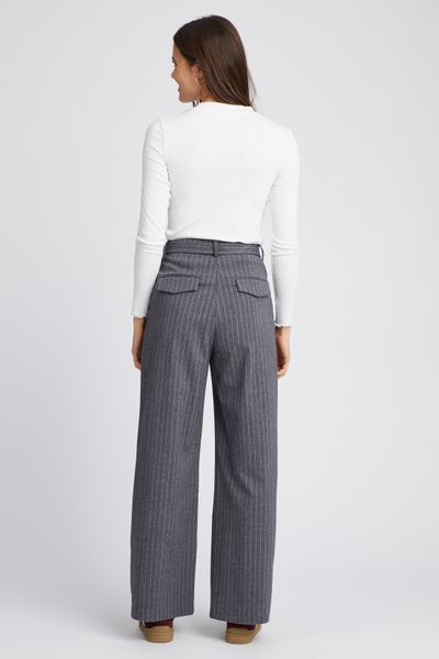 Pantalon tailleur à pinces rayé en polyester recyc