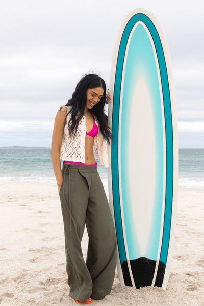 Pantalon fluide pan asym&eacute;trique