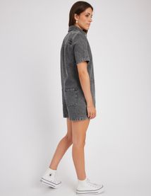 Combishort en jean &agrave; strass