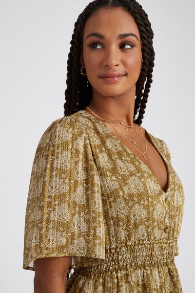 Robe longue imprimée en polyester recyclé