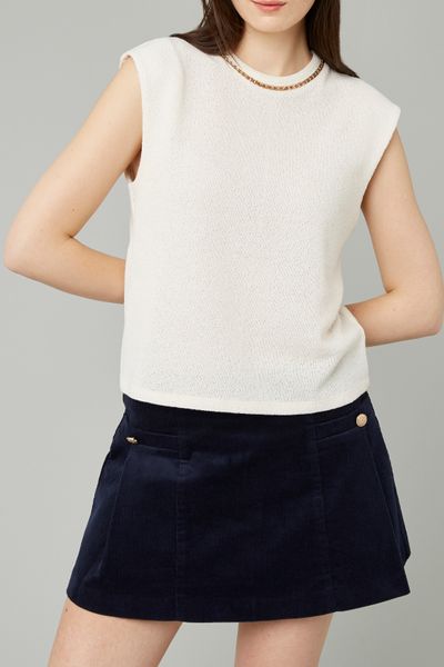 Top sans manches avec d&eacute;tail cha&icirc;ne