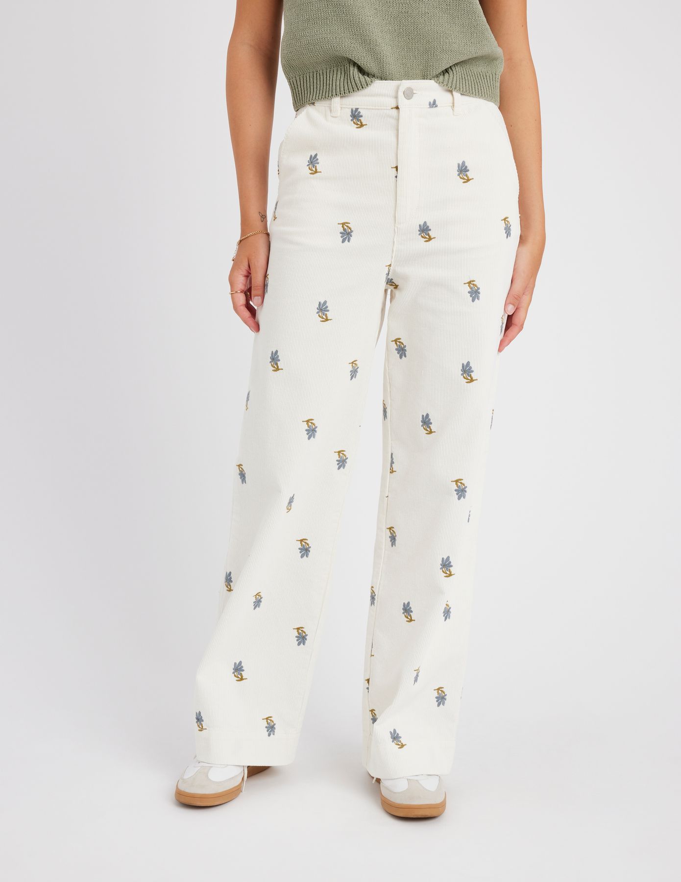 Pantalon velours brodé