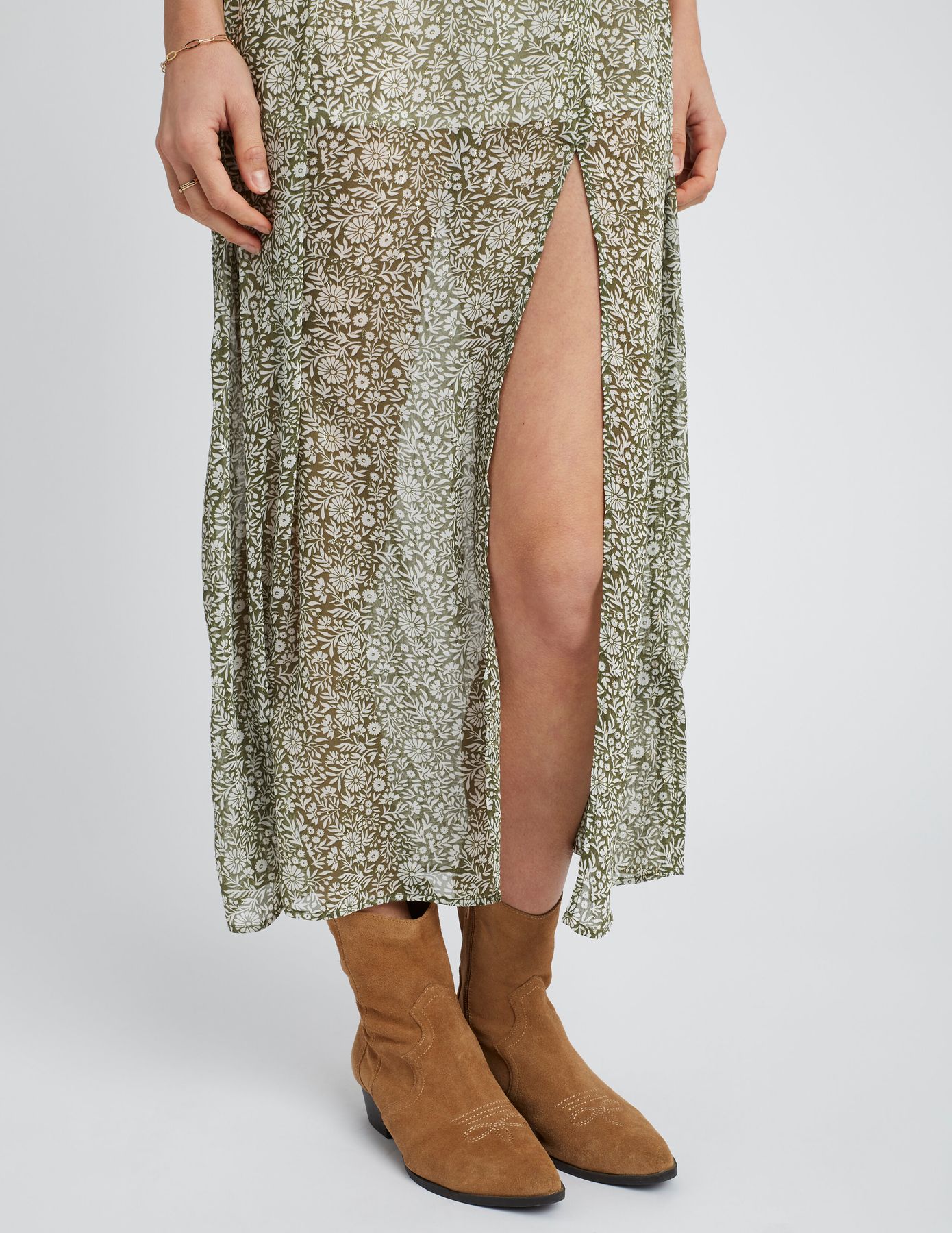 Robe longue imprimée en polyester recyclé
