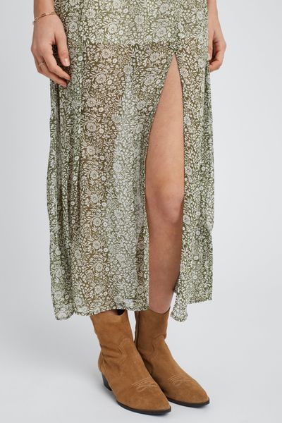 Robe longue imprimée en polyester recyclé