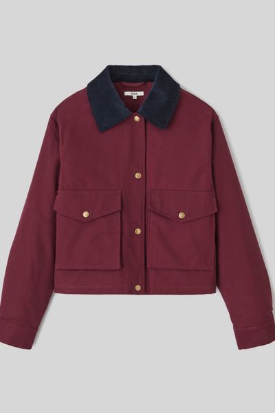 Veste en twill col velours