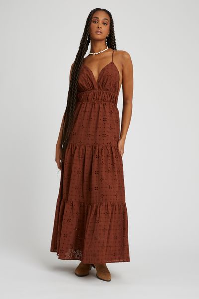 Robe longue broderie anglaise