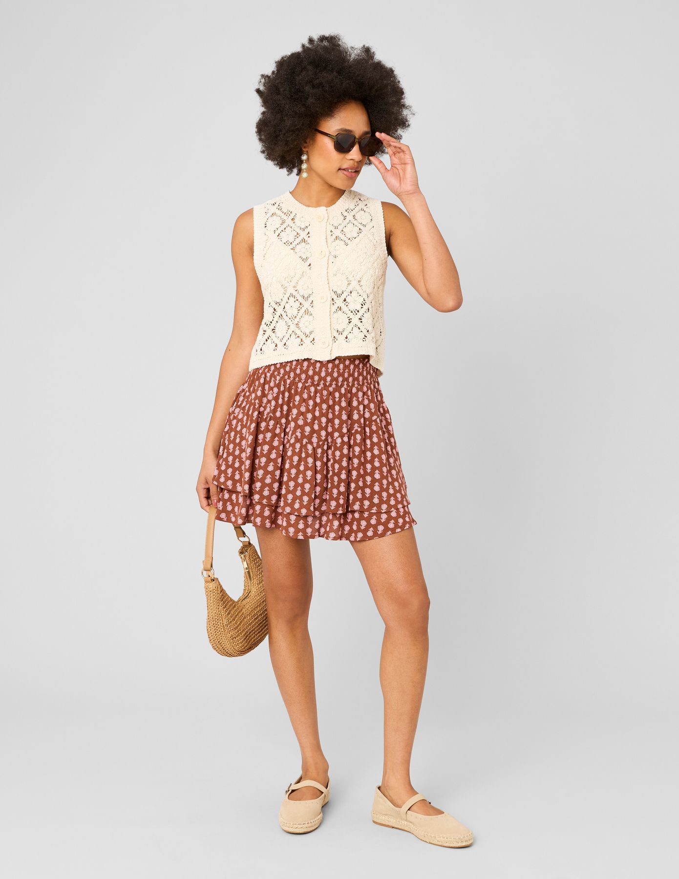 Jupe courte volant&eacute;e