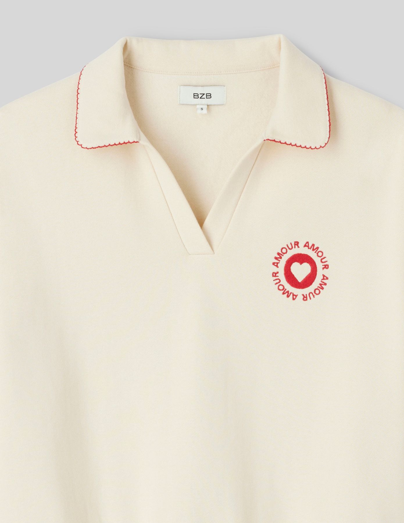 Sweat col polo brod&eacute;