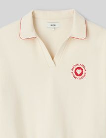 Sweat col polo brod&eacute;