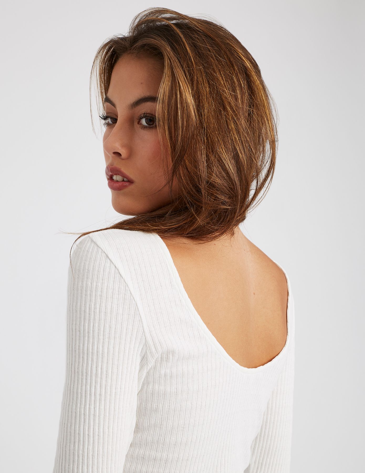 T-shirt dos nu manches longues