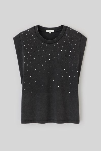 T-shirt sans manches à strass
