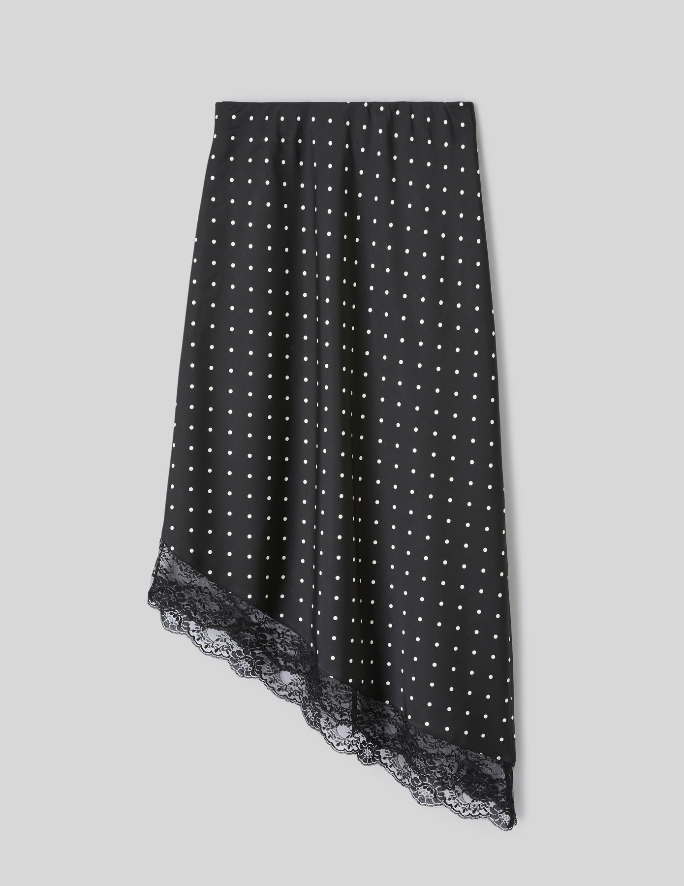 Jupe midi asym&eacute;trique &agrave; pois