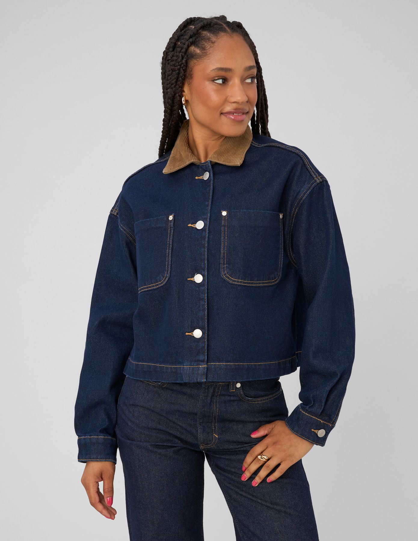 Veste en jean col velours