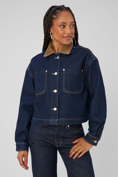 Veste en jean col velours