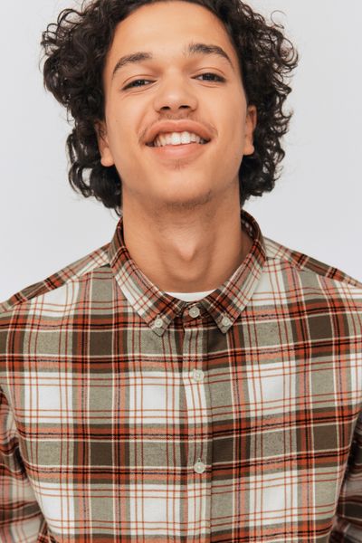 Chemise droite à carreaux
