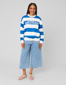 Sweat col rond brod&eacute; &agrave; rayures