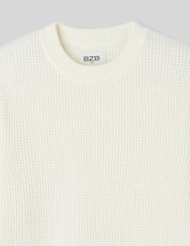 Pull col rond matière fantaisie