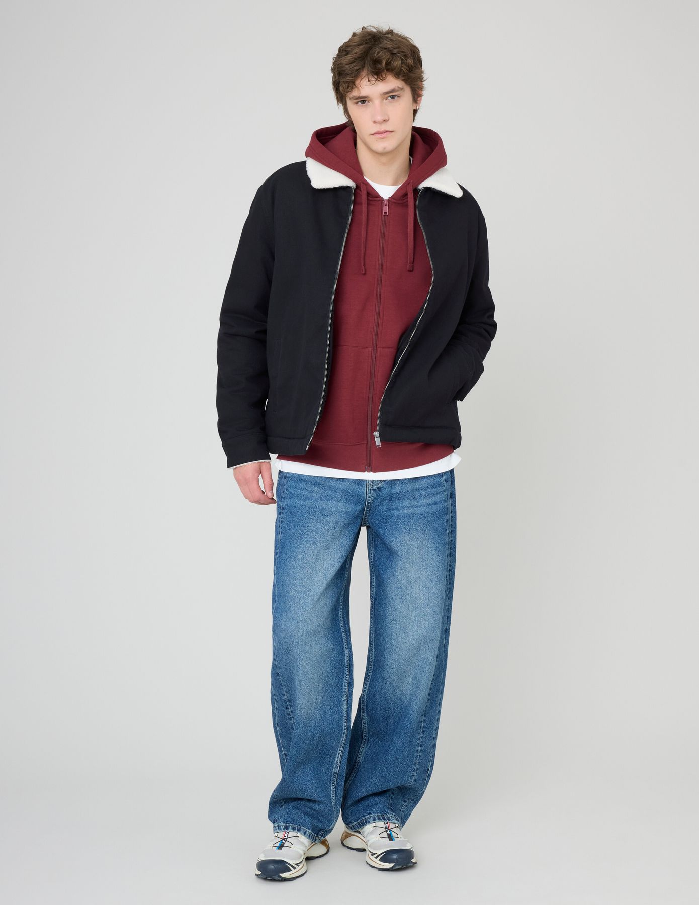 Blouson zippé col sherpa