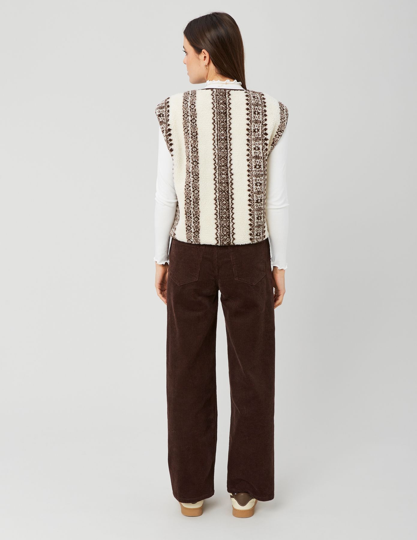 Gilet sherpa sans manches imprimé