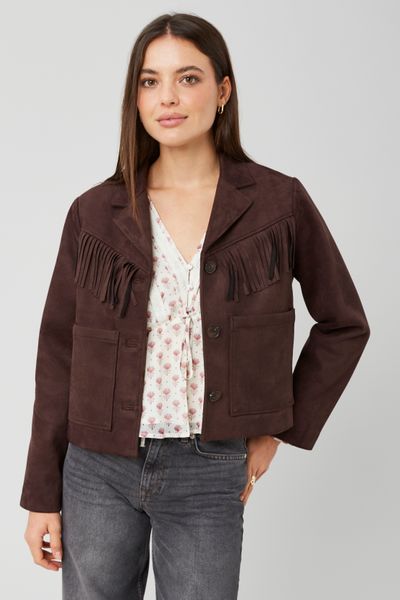 Veste su&eacute;dine &agrave; frange