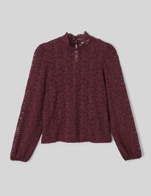 T-shirt col montant dentelle