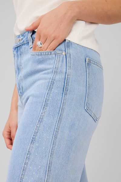 Jean wide leg &agrave; strass