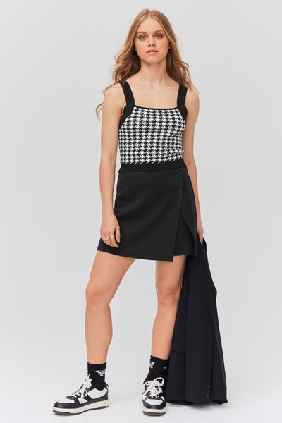 Débardeur tricot motif pied-de-poule