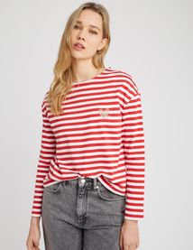 T-shirt brodé rayé