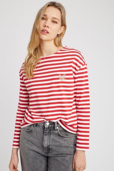 T-shirt brodé rayé